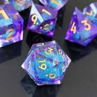 Dés en résine de sable mouvant violet rêveur éblouissant Beautiful Liquid Core RPG Dice pour les amoureux du MDN