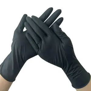 GMC sarung tangan nitril murni 9 inci, penggunaan tunggal bubuk hitam bebas pemeriksaan nitril kasual sarung tangan nitril