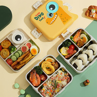 Boîte à lunch à compartiments en acier inoxydable avec boîte à bento étanche double couche au design cartoon pour étudiants