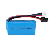 1-5 buah 7.4V 1200mAh baterai Lipo 14500 SM untuk mainan listrik air peluru pistol mainan 7.4V baterai isi ulang kendaraan RC mainan