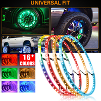 Kit de 4 bandes lumineuses LED RGB séquentielles de 15 pouces pour jantes de voiture, éclairage extérieur 12V pour camion, éclairage à quatre rangées