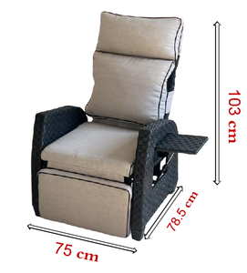 Sedia Reclinabile <span class=keywords><strong>da</strong></span> Esterno in Rattan <span class=keywords><strong>con</strong></span> <span class=keywords><strong>Schienale</strong></span> Regolabile, Sedia Lounge <span class=keywords><strong>da</strong></span> <span class=keywords><strong>Giardino</strong></span> in Vimini PE <span class=keywords><strong>con</strong></span> Cuscino <span class=keywords><strong>per</strong></span> Balcone e Patio - Product Image 6