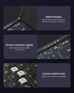Clavier pliable Bluetooth personnalisé en ABS à trois volets, rétroéclairé, avec pavé tactile - Product Image 5