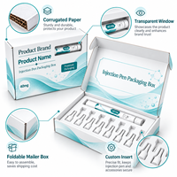 Boîte d'emballage personnalisée pour stylo injecteur PPepti avec doublure en EVA, boîte de rangement pour aiguilles médicales, boîte pliable pour avion avec impression