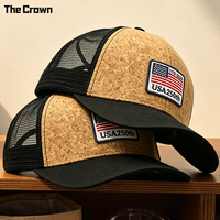 Gorra Trucker de Corcho de 6 Paneles con Logotipo Personalizado, Venta al por Mayor, Textura de Madera, Malla y Parche Tejido, Fabricante