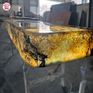Top per Bagno in Quarzite Nera e Oro Traslucida Retroilluminata con Lavabo Lucidato per Ville di Lusso e Hotel - LED TOP - Product Image 4