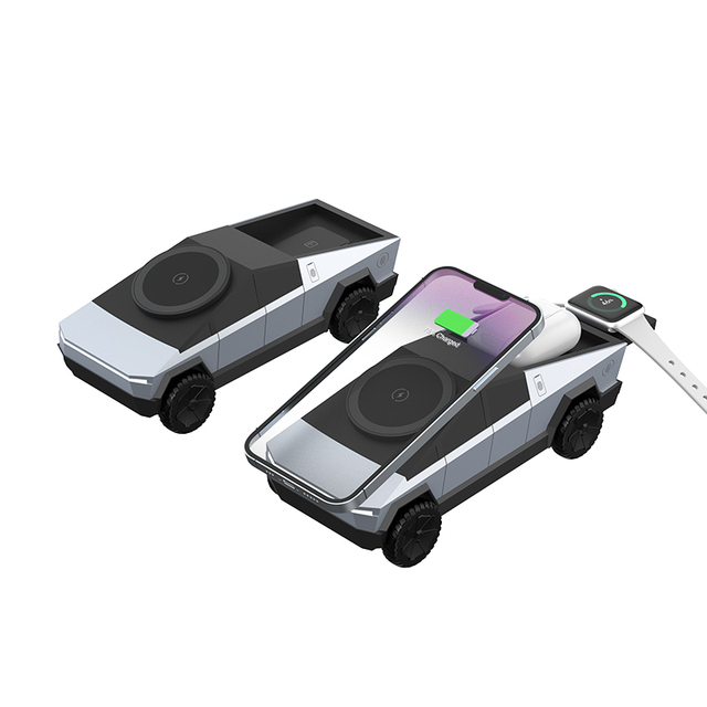 2026 New Design 3 in 1 Wireless Chargers Station 15 Watt Cybertruck Wireless Charger for iPhone