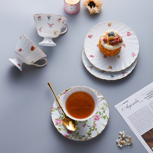 Nordic ceramic coffee <b>cup</b>, fresh <b>and</b> delicate gold-rimmed water <b>cup</b> set, small floral garden <b>cup</b>, afternoon camellia <b>tea</b> <b>cup</b> - Product Image 4