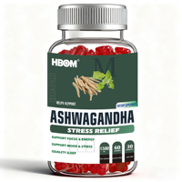 Complément alimentaire pour le sommeil en gommes à l'ashwagandha et à la L-théanine, marque privée OEM ODM, extrait d'ashwagandha KSM-66, gommes à l'ashwagandha végétaliennes