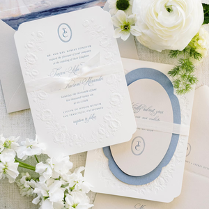 Exquisito Juego <span class=keywords><strong>de</strong></span> Invitaciones <span class=keywords><strong>de</strong></span> Boda con Relieve, Detalles del Sobre, Tarjeta RSVP, Invitaciones Sencillas y Elegantes para Recepción <span class=keywords><strong>de</strong></span> Boda Moderna - Product Image 1