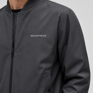 Chaqueta Bomber Casual de Algodón para Hombre, Cuello Acanalado Color Carbón, Cierre de Cremallera, Resistente al Viento, para Uso Diario, con Logotipo Personalizado, OEM, ODM, Venta al Por Mayor - Product Image 3