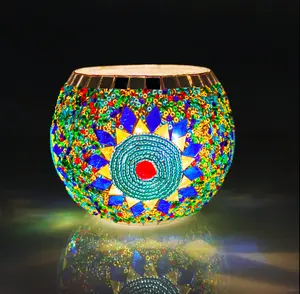 Jarra de vela de vidro artesanal, padrão de girassol, com cobertura de mosaico, aplicando à decoração de casamento