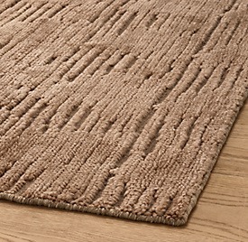 Tappeto in Lana Contemporaneo Colore Caramello Bruciato con Design Inciso a Pelo Alto e Basso, Variazione <span class=keywords><strong>Tonale</strong></span>, Tappeto di Lusso per Soggiorno - Product Image 2