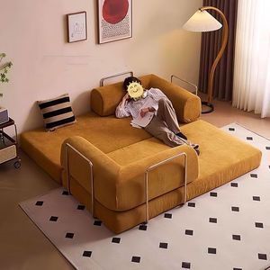 Hot-selling Cream-Style Fabric Vacuum <strong>Sofa</strong>: Foldable Dual-Use Compressed Vintage <strong>Single</strong>/Double Pudding <strong>Sofa</strong> <strong>Bed</strong> Set - Product Image 2