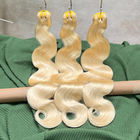 Extensions de cheveux humains vierges brésiliens 100% non traités 12A, double épaisseur, ondulés, blonds 613, doux, sains et lisses