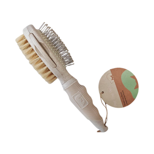Double Sided <b>Pet</b> Grooming <b>Brush</b> For Cats Soft Bristles And Black Pins Plastic Handle Eco Friendly Design - Product Image 3