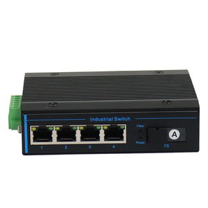 Switch industriel robuste Gigabit 4 ports RJ45 10/100/1000M vers 1 convertisseur de média fibre SC avec protection contre la foudre 6KV pour usine intelligente - Product Image 1