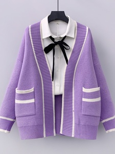 Pull en tricot pour <span class=keywords><strong>femme</strong></span>, nouvelle mode décontractée printemps-automne 2025, couleur contrastée, double poche, manches longues, vente en gros - Product Image 3