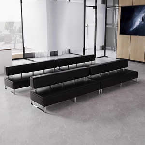Silla de espera de cuero PU para tres personas, banco de recepción para oficina, hospital, hotel, área de descanso. - Product Image 4