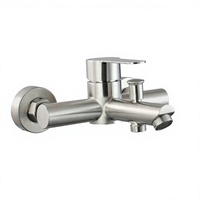 Mitigeur de douche et baignoire mural apparent en acier inoxydable 304 brossé, à levier unique, avec inverseur eau chaude/froide, pour salle de bain et hôtel