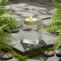 Support de bougie rectangulaire en cristal transparent K9, poli, personnalisable, design moderne à bulles, pour bougies chauffe-plat, idéal pour les cadeaux de mariage