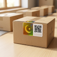 Étiquette de sécurité holographique personnalisée, croissant de lune, étoile, autocollant anti-effraction avec code QR, encre invisible UV pour emballage alimentaire