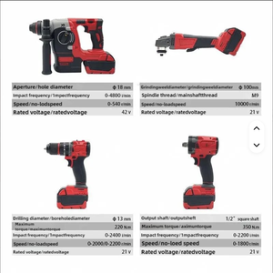 Wholesale OEM Lithium Brushless Motor Cordless Tool Set 5 Pcs Hammer Wrench Angle Drill Saw Aluminium Power Tools PL-5 High Torq - Product Image 2