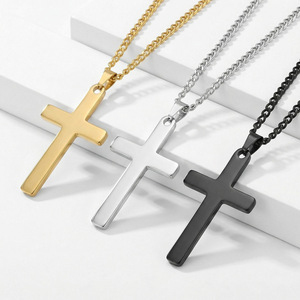 Stainless Steel <b>Cross</b> Pendant Necklace Unisex Minimalist Fashion Jewelry Gift - Product Image 1
