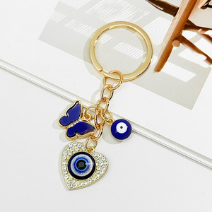 Blue Evil Eye Charm <strong>Keychain</strong> Gold Plated Crystal Rhinestone Butterfly Heart Hamsa Hand Lucky Amulet Bag Charm Jewelry Gift - Product Image 4