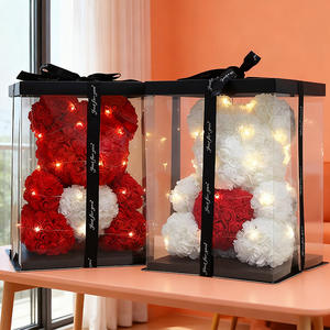 Decorazione con Fiori Artificiali, Orsacchiotto <span class=keywords><strong>di</strong></span> Rose in Schiuma/PE da 25cm con Scatole Regalo e Luci LED, Regalo per la Festa della Mamma e <span class=keywords><strong>San</strong></span> <span class=keywords><strong>Valentino</strong></span> - Product Image 2