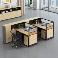 Mobilier de bureau Table en bois pour personnel de bureau Bureau de poste de travail modulaire avec tiroir 2 bureaux pour 4 personnes