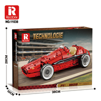 Ensemble de blocs de construction Reobrix 11038 à l'échelle 1:8, voiture de course F1 classique avec moteur V12 visible et liaison réelle, briques d'ingénierie pour adultes