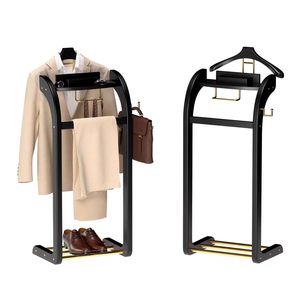 <span class=keywords><strong>Porte</strong></span>-vêtements en bois pour hommes avec base, barre de suspension profilée, barre pour pantalons et barre pour cravates - Product Image 2