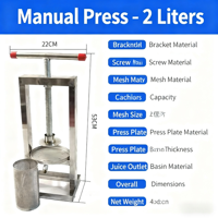 Kleine Huishoudelijke Roestvrijstalen 4l Handmatige Juicer Nieuwe Duurzame Persmachine Voor Fruit Extractieproces