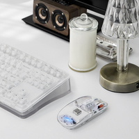 ABKO APM01 Mouse Nirkabel 2.4Ghz 3 Mode 4 Tombol, USB Type-C Isi Ulang, LED Backlit, Indikator Baterai, Transparan