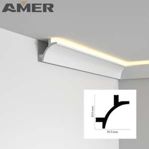 Nhà Máy Bán buôn tự dính bọt MDF Sàn Trắng Trần đúc ván chân tường với đèn LED - Product Image 3