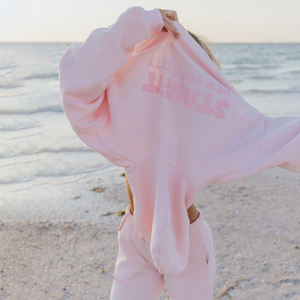 Sweat à capuche personnalisé de haute qualité, épais, oversize, uni, couleur bonbon, pour femme, style streetwear, rose - Product Image 1