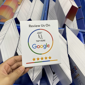Support d'affichage personnalisé avec code QR, puce NFC, carte de membre sans contact en PVC, carte cadeau <span class=keywords><strong>Google</strong></span> <span class=keywords><strong>Play</strong></span>, support de tap pour avis - Product Image 3