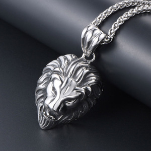 Collar con colgante de cabeza de león, acero inoxidable, signo del zodiaco animal, joyería de moda para hombre SP073 - Product Image 4