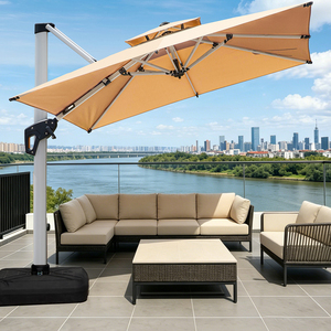 Grand parasol cantilever <span class=keywords><strong>de</strong></span> qualité commerciale pour patio, avec mât en aluminium <span class=keywords><strong>de</strong></span> 100 mm d'épaisseur, robuste, pour jardin, avec LED solaire - Product Image 2