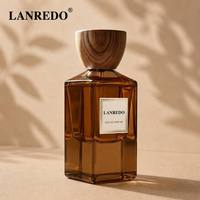 Botella de Perfume de Vidrio Ámbar Cuadrada Premium con Base Pesada, 30ml 50ml 100ml, Botella de Perfume Recargable Estética con Tapa de Madera y Caja