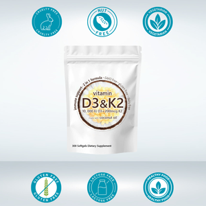 OEM Vitamina D3 e K2 Óleo de coco Softgels 10,000 IU D3 + 200 Mcg K2 - Product Image 6