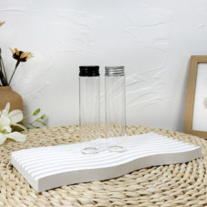 Hot Sale Custom Size clear Glass <b>test</b> <b>Tube</b> with Black Screw Cap for goods - Product Image 1