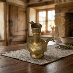 Carafe à café Dallah vintage en laiton avec poignée, pichet décoratif de style islamique, carafe à thé ou à eau orientale, ustensile de boisson en métal - Product Image 3