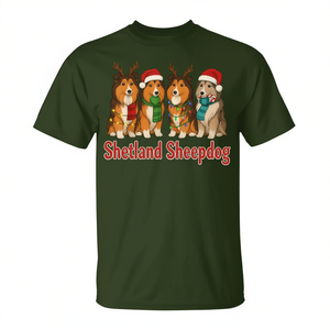 T-shirt pour chien Shetland Sheepdog avec chapeau de Père Noël, Joyeux Noël - Product Image 2