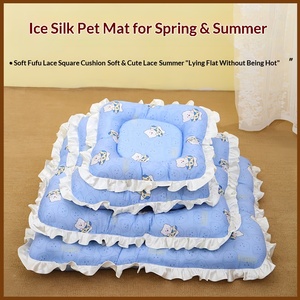 Spring Summer Ice Silk Pet Mat with Soft Cute Lace Edges Square Cartoon <strong>Dog</strong> Bed Pattern <strong>Cooling</strong> <strong>Pad</strong> for Cats &amp; <strong>Dogs</strong> - Product Image 3