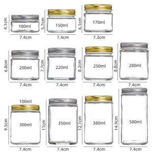 Vente en gros de pots en verre ronds vides pour miel/confiture/petits pots de 100 ml, 150 ml, 180 ml, 250 ml, 380 ml avec couvercle en métal pour le stockage du lait, de la gelée, du sucre - Product Image 3