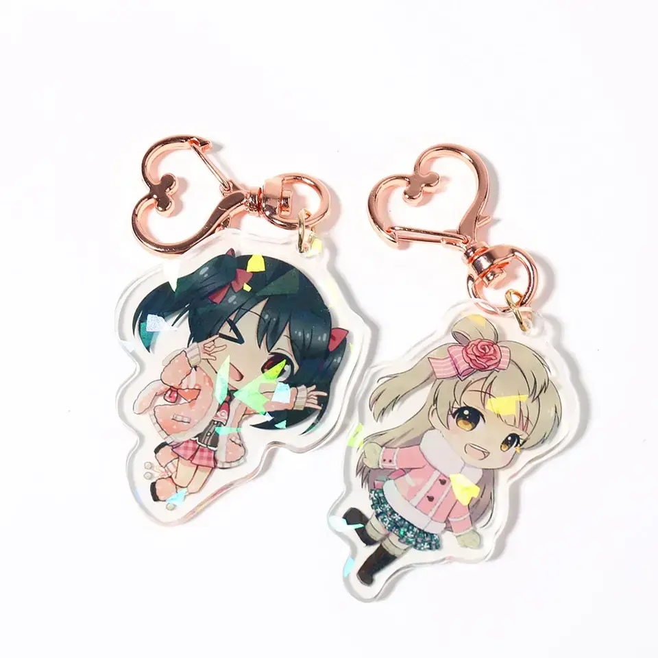 Lingban kreative benutzer definierte Cartoon Anime Acryl Charms klar Epoxy Hologramm Acryl Schlüssel bund