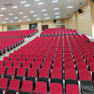 Yi Jian Auditorium <b>Chairs</b> Plastic <b>Shell</b> Red Aluminum Legs With Handrails For Lecture Hall Theater Seating - Product Image 1