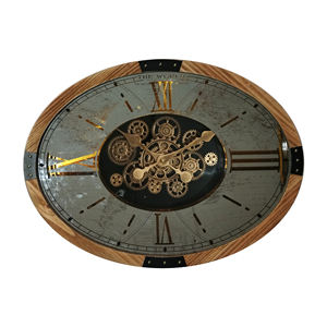 นาฬิกาแขวนผนังหน้าเดียวสไตล์อุตสาหกรรมย้อนยุคขนาด25นิ้วดีไซน์วินเทจทรงรีจอแสดงผลเหล็กทรงรีสำหรับบ้านสำนักงานห้องนั่งเล่น - Product Image 2